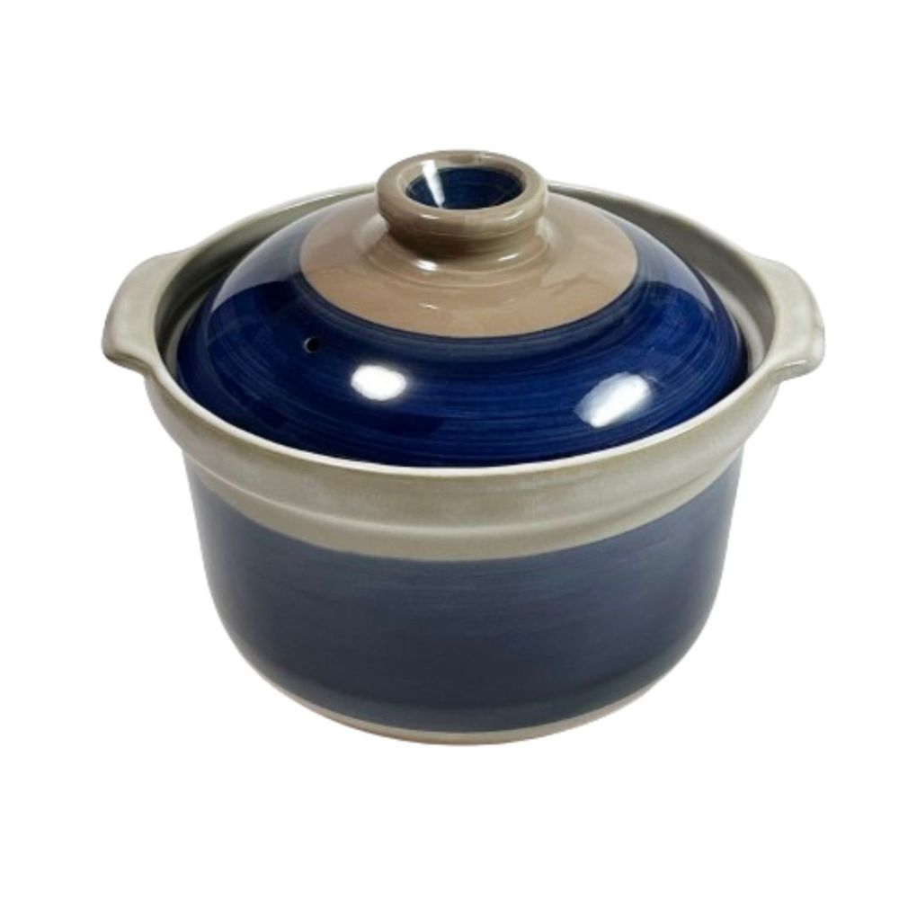 【萬古焼(ばんこやき)】スープ鍋 ルリ 内山製陶所 【土鍋 7合 深鍋 鍋 なべ ナベ セラミック 直火用 電子レンジ対応 お手入れ簡単 食洗器対応 三重県 三重 四日市市 四日市 四日市市ふるさと納税 四日市ふるさと納税】