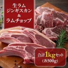 生ラムジンギスカン500g、ラムチョップ骨付きロース肉500g、無添加タレ80g×2個_01596【配送不可地域:離島】【1156959】