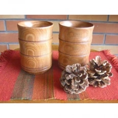 槐(えんじゅ)湯呑み竹型　大　ペア_00503【1154989】