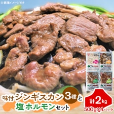 味付ジンギスカン3種と塩ホルモンセット_00558【配送不可地域：離島】【1155002】