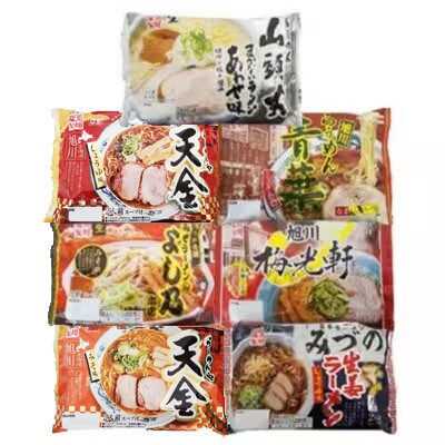旭川生ラーメン天金醤油、青葉、よし乃、天金味噌、山頭火、梅光軒、みづの ×各1袋計7袋_03831【1497324】