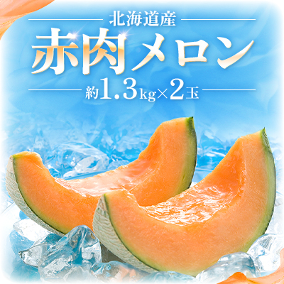 【先行受付】2026年産 北海道赤肉メロン(約1.3kg×2玉)_04540【1155396】