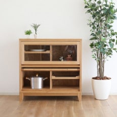 旭川家具 山室家具製作所 ココ キャビネット2段 北海道ナラ_04587【1552540】