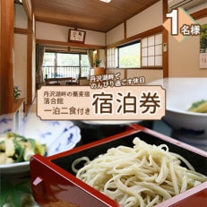 【丹沢湖畔の蕎麦宿　落合館】一泊二食付き宿泊券　丹沢湖畔でのんびり過ごす休日　1名様【1058931】