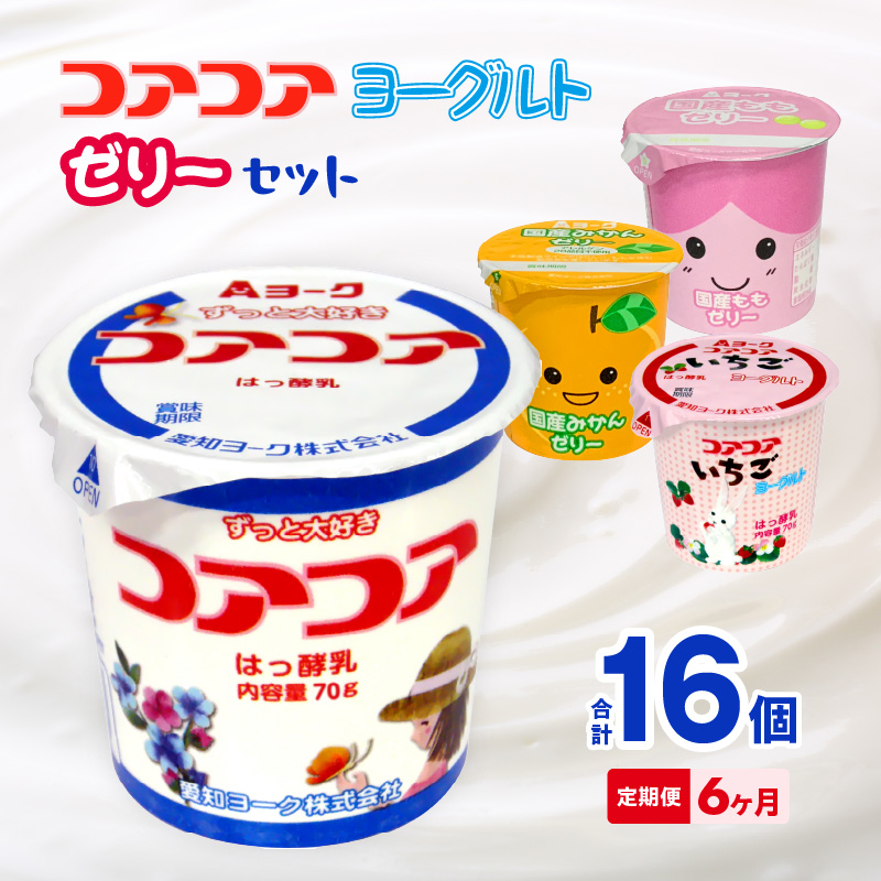 【6ヶ月定期便】愛知ヨーク　コアコアヨーグルト＆国産ゼリーセット　16個入［108A06-T］