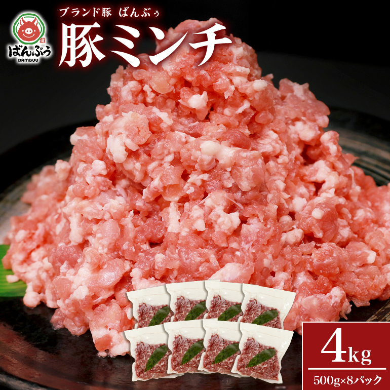 ブランド豚「ばんぶぅ」ミンチ 4.0kg(500g×8パック) 42-AS