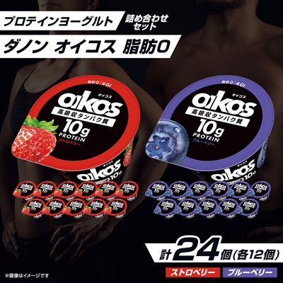 ダノン オイコス 脂肪0 2種詰め合わせセット(ブルーベリー12個・ストロベリー12個)【配送不可地域：離島・沖縄】【1565573】