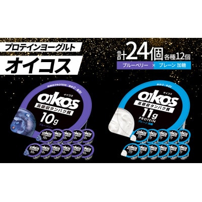 ダノン オイコス 脂肪0 2種詰め合わせセット(ブルーベリー12個・プレーン加糖12個)【配送不可地域：離島・沖縄】【1565579】