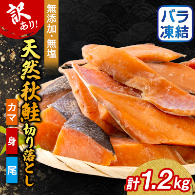 【訳あり】秋鮭切り落とし(カマ・身・尾)300g×4袋セット【配送不可地域：離島】【1632505】