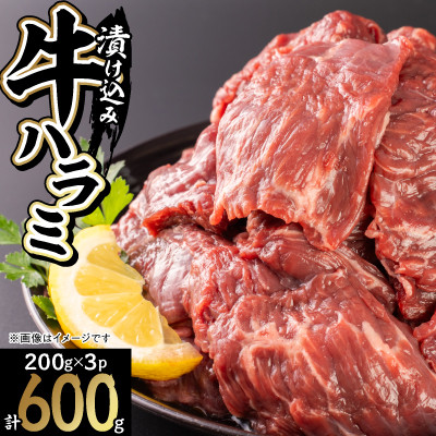 吉田精肉店の漬け込み牛ハラミ 600g(200g×3パック)【配送不可地域：離島】【1633988】