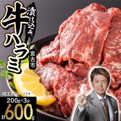 吉田精肉店の漬け込み牛ハラミ 600g(200g×3パック)【配送不可地域：離島】【1633988】