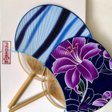 日本三大うちわ「房州うちわ」大型2本組セット　ゆかた地(花柄おまかせ)【1488149】