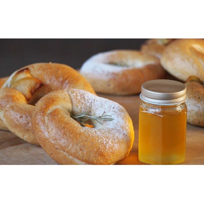 この秋冬限定 デザートベーグルと花はちみつセット パン 甘いべーグル チーズベーグル 朝食 間食 小腹 ランチ 無添加はちみつ 非加熱はちみつ