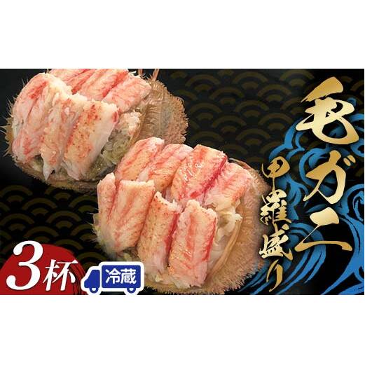 【冷蔵発送】毛ガニ甲羅盛り3杯入り かに 毛蟹 毛がに 毛ガニ 海の幸 カニ 蟹 ガニ 魚介 海産物 海鮮 食品 F6P-2461