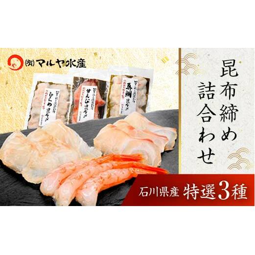 石川県・加賀市 昆布締め 刺身 詰合せ 3種 ( 甘えび/平目/真鯛 ) 復興　震災　コロナ【能登半島地震復興支援】 北陸新幹線 F6P-1891