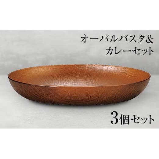 山中塗 オーバルパスタ＆カレーセット 3個セット 食器 セット 木製風 オーバルプレート 木目スプーン 家庭用電子レンジ対応 食器洗い乾燥機対応 伝統工芸 工芸品 日本製 F6P-0471
