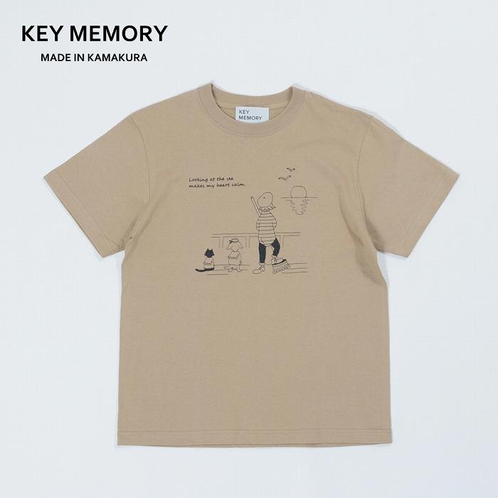 《1》【KEYMEMORY鎌倉】Sea heartイラストTシャツ BEIGE