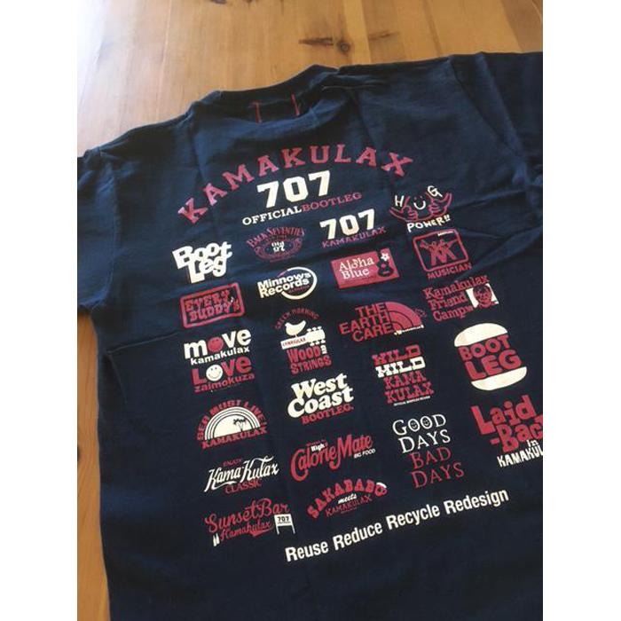 鎌倉ブランドの老舗「KAMAKULAX」の定番オリジナルALL LOGO Tシャツ【ネイビー】Mサイズ