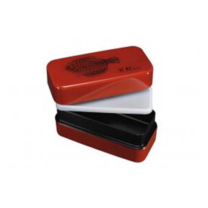 漆器弁当箱 根来塗 ひらめ  長角入子 大【紀州漆器】