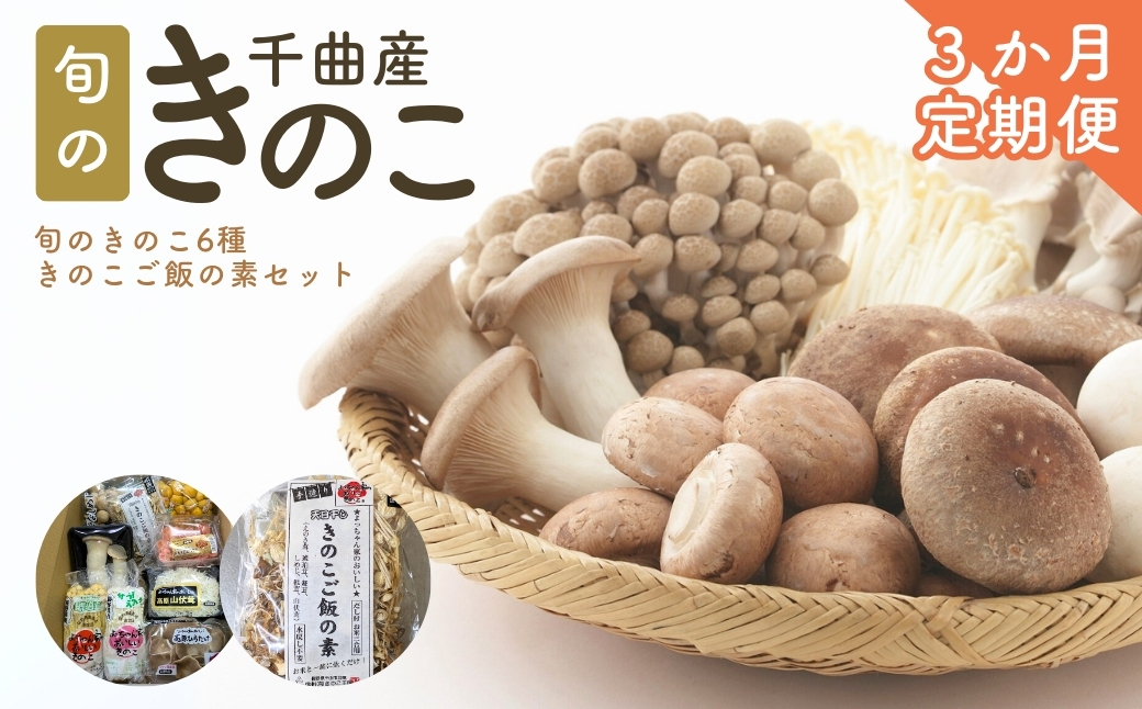 [定期便3ヶ月]旬のきのこ6種+きのこご飯の素セット|きのこ定期便 有機栽培 信州 長野県産 千曲市