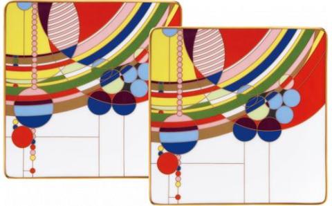 フランク・ロイド・ライト デザイン テーブルウェア(マーチバルーンズ)15cmスクエアプレートペアセット 058-H1021