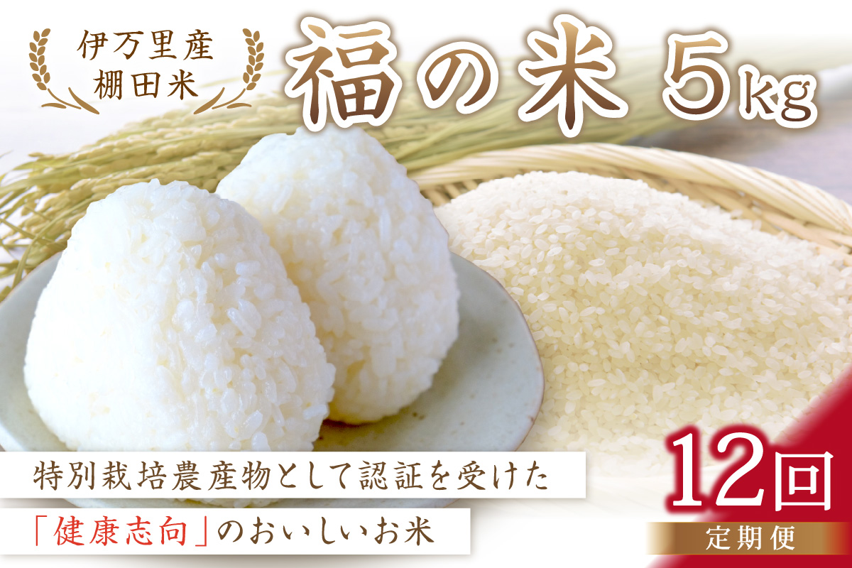 【10月から順次発送】 令和6年産 特別栽培 棚田米「福の米」 5kg×12回 （定期便） 999-B672