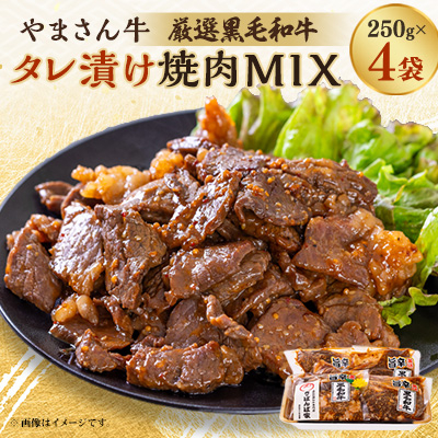 黒毛和牛やまさん牛　タレ漬け焼肉MIX250g×4【配送不可地域：離島】【1607963】