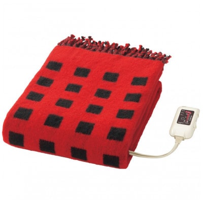【12月発送】電気ひざ掛け/レッド 約140×82cm(房含む)【1636706】