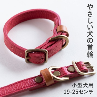 首輪 本革 イタリアンレザー レッド 小型犬用 (19-25センチ)ペット用品【dc-01ss】【1661838】