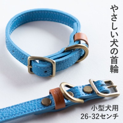 首輪 本革 イタリアンレザー ブルー 小型犬用 (26-32センチ)ペット用品【dc-01ss】【1663099】