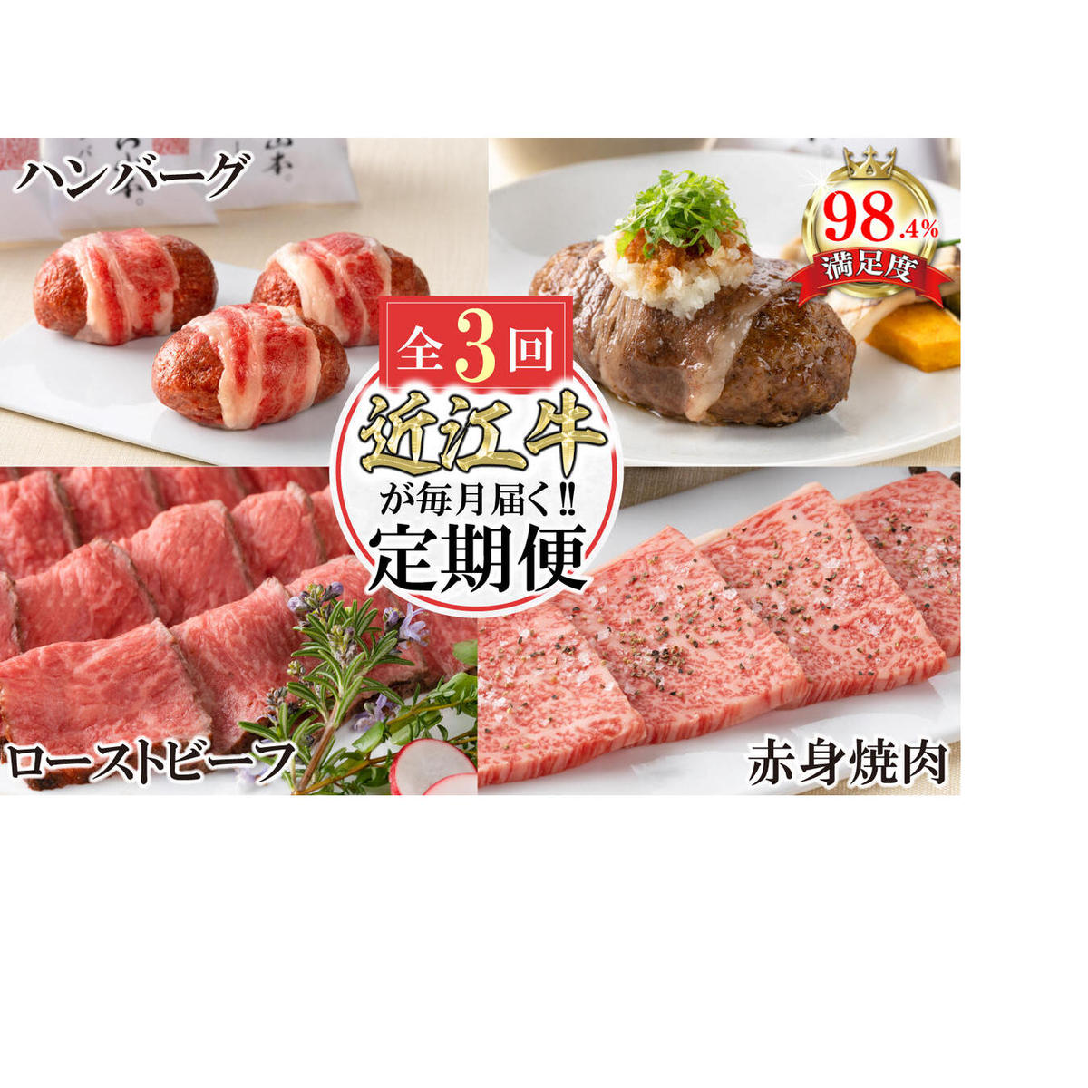 【定期便3回】カネ吉山本近江牛ごちそう定期便A【Y170W】