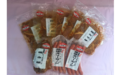 [山梨レッドポークオリジナル加工品(みそ漬け、粗挽きソーセージ、焼き豚)セット]