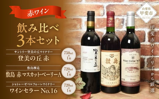 [甲斐市のワイナリーから3本厳選!]赤ワイン飲み比べ3本セット Presents by Katerial