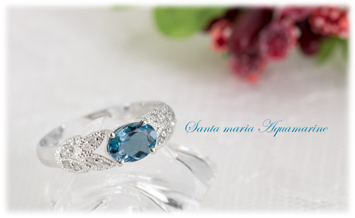 サンタマリア アクアマリン リング 0.6ct K18WG (13387)BR-19 [山梨 指輪 アクアマリン ゴールド ジュエリー]