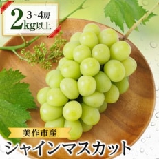 2026年先行受付　美作市産シャインマスカット3～4房　2kg以上【配送不可地域：離島・北海道・沖縄】【1147823】
