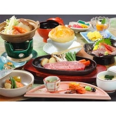 湯郷グランドホテル不動の1番人気! 1泊2食付ペア宿泊券(休前日限定・夕食はステーキ会席)【1107030】