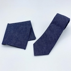 クラバットユキジ製　デニムタイ＆ポケットチーフ(インディゴ)【1157243】