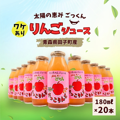 [訳あり]太陽の恵みごっくん リンゴジュース 180ml×20本