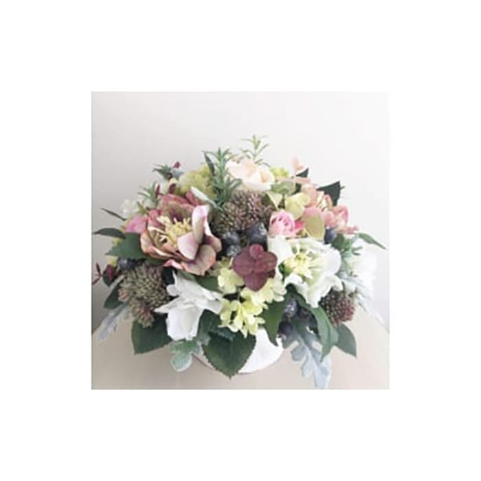 【ギフト用】美流渡の森 アーティフィシャルフラワー・アレンジメント クリスマスローズ（ブリキ花器シリーズ）【12206】[a110-006]