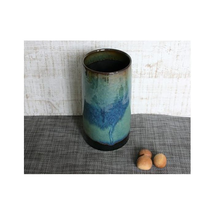 北海道のやきもの こぶ志窯 海鼠釉 筒花入【03104】[a102-004]