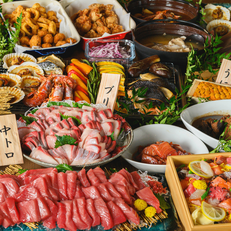 [平日限定]特選本マグロの大トロ3切れ付き!海鮮バイキング うたげプランご利用券(100分制/ドリンクバー・アルコール付)大人1枚 [kt002-003-2]