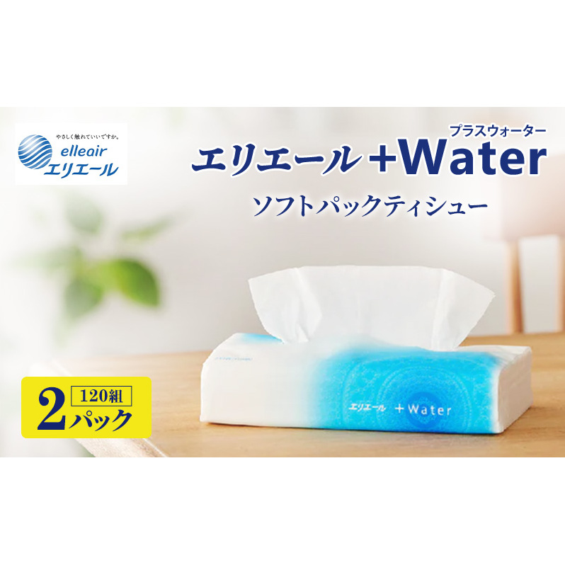 ティッシュ 【ふるさと納税】エリエール+Water（プラスウォーター）ソフトパックティシュー120組2パック ティシューペーパー 保湿 保湿ティッシュ 日用品 消耗品 静岡 静岡県 島田市