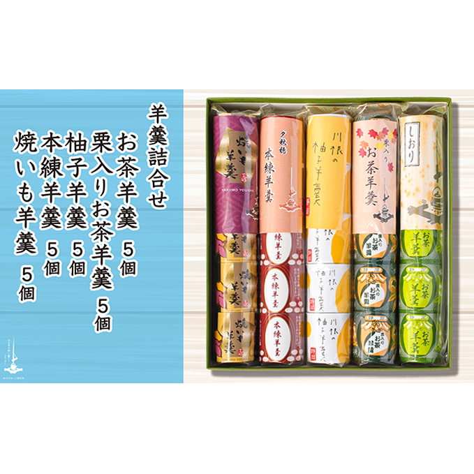 羊羹5個袋入り×5種　箱入り 和菓子 スイーツ ようかん 