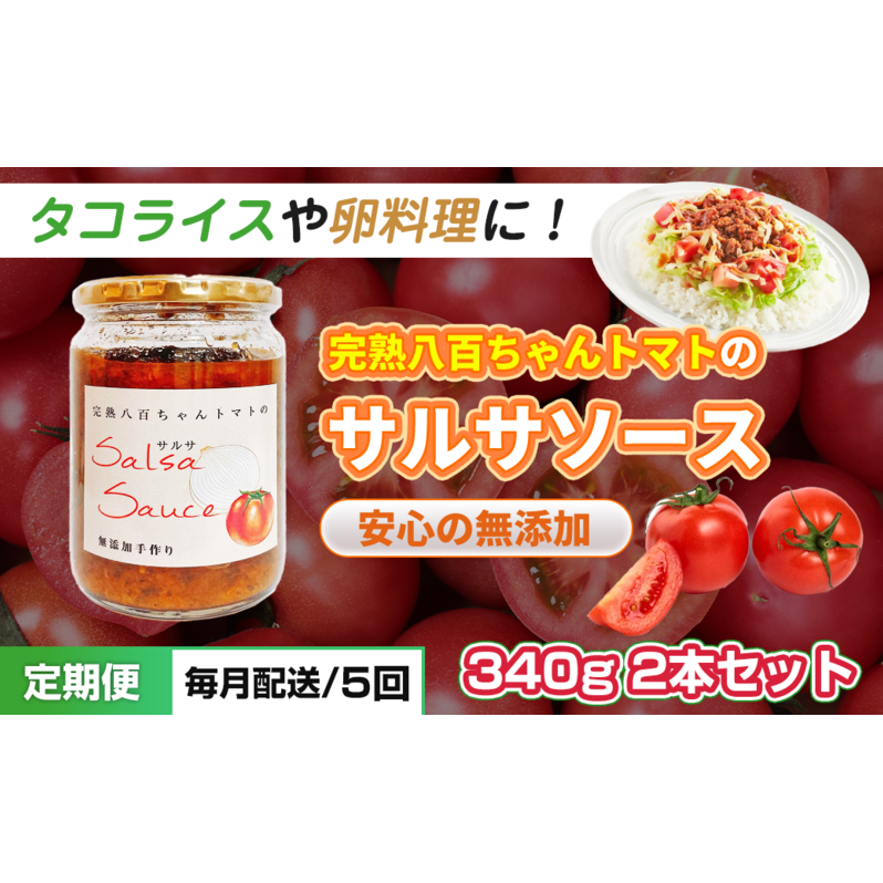 【定期便・全5回】サルサソース 340g 2本セット ×5回｜国産 姫路産 八百ちゃんトマト 着色料・保存料不使用