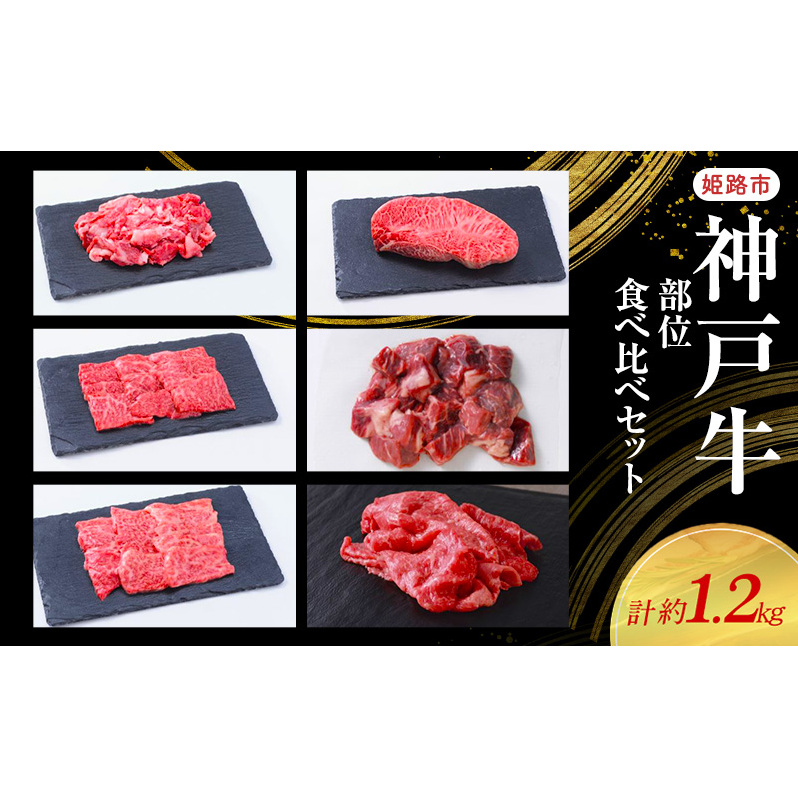 【神戸牛】部位食べ比べセット　計約1.2kg　しゃぶしゃぶ・ステーキ・焼肉・煮込み