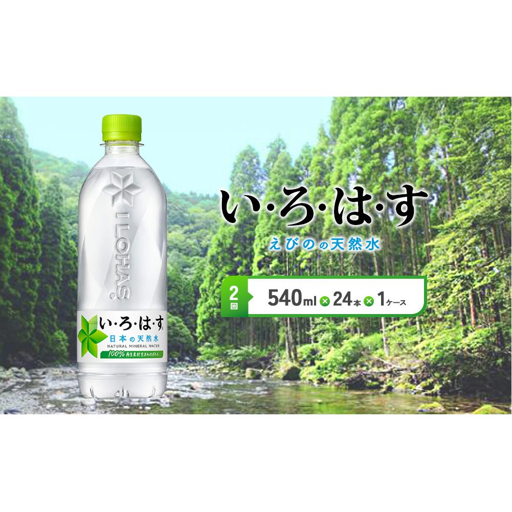 【2回定期便】いろはす 天然水 540ml(500ml + 40ml)PET【コカ・コーラ】 ペットボトル 1箱 (24本) 定期便 2回(48本)ミネラルウォーター ナチュラルミネラルウォーター 飲料水 飲料 鉱水 常温 防災 災害 備蓄 備蓄品 ローリングストック キャンプ アウトドア ギフト 国産 九州 宮崎県 えびの市 送料無料