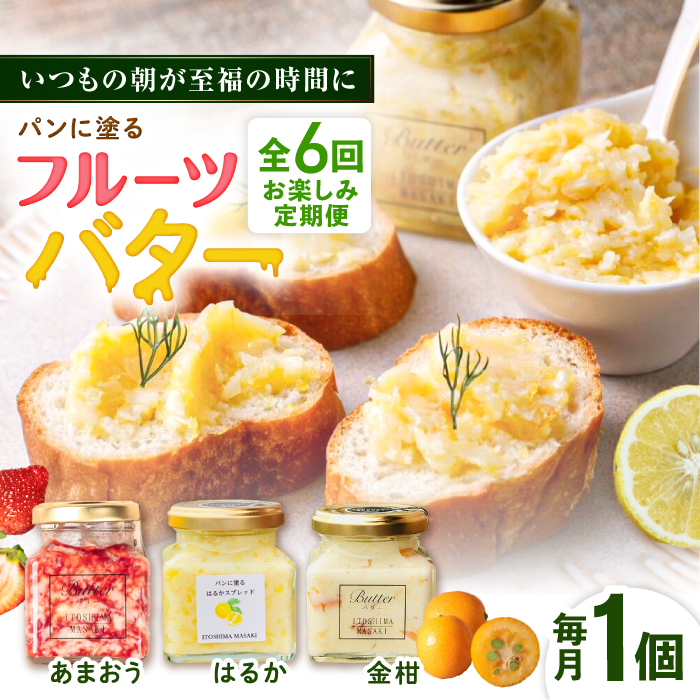 【全6回定期便】お楽しみ定期便 フルーツバター大1個 糸島市/糸島正キ ジャム クリーム 果物 [AQA063] バター フルーツバター フルーツ 果物 いちご あまおう みかん 金柑