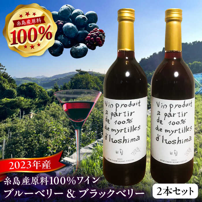 2023年産 糸島産ブルーベリー・ブラックベリーワイン 720ml×2種セット 糸島市 / HYM FARM ワイン ブルーベリー [AHM002] ワイン ブルーベリー ブラックベリー 720ml セット 果実酒 フルーツ