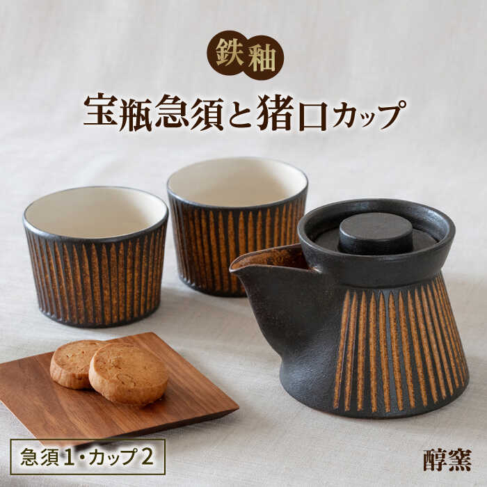 鉄釉 宝瓶急須と猪口カップ 2個セット 糸島市 / 醇窯 セット カップ [AOE010] 醇窯 高須健太郎 陶器 うつわ 器 やきもの 食器 セット