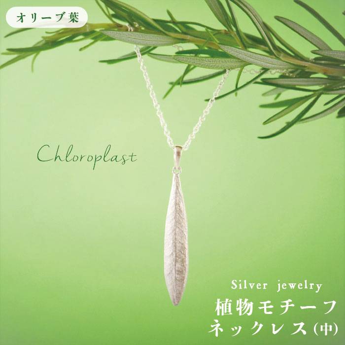 植物 モチーフ オリーブ 葉 ネックレス (中) 糸島市 / Chloroplast / クロロプラスト [ALF005]